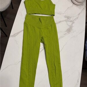JoyLab Lime Green Leggings and Crop Top Set